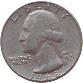 Washington quarter dated 1968, obverse.