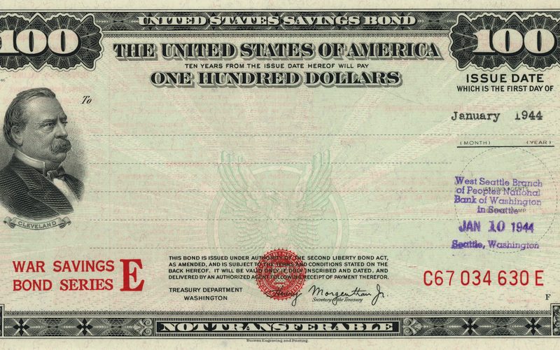 A 1944 Series E war savings bond.
